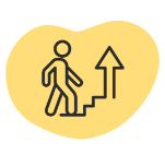 Illustration of a person walking up stairs