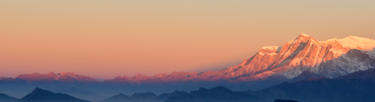 The Himalaya mountain range at sunrise