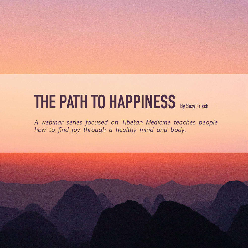 "the path to happiness on a sunset background